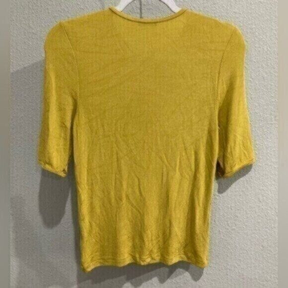 GOLDSIGN Ribbed Neutral Feminine Contemporary Stretch Holiday Luxury Tee - Picture 8 of 8